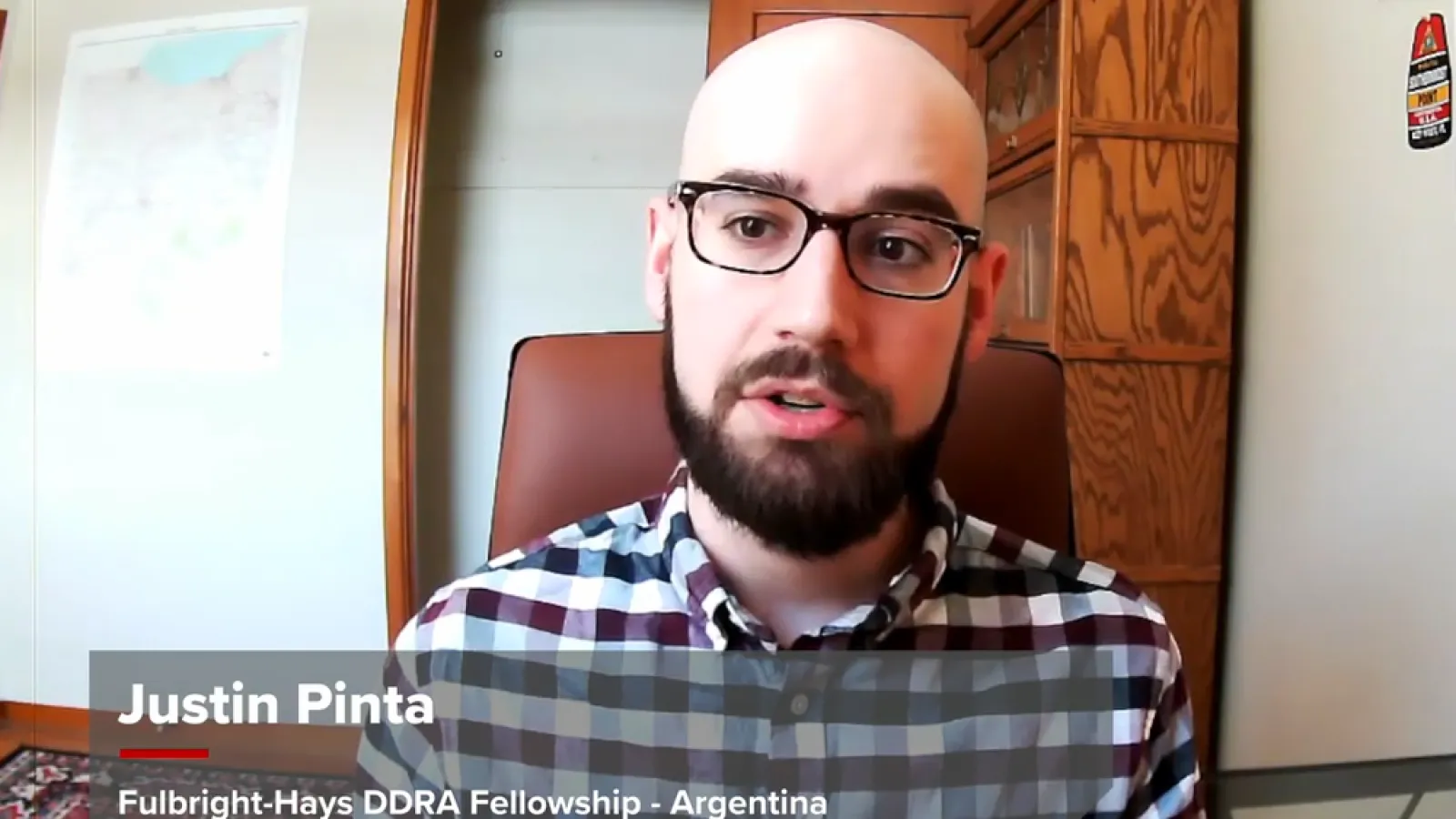 Screenshot of Justin Pinta from Ohio State Fulbright and Fulbright Hays 2021 Reception Video