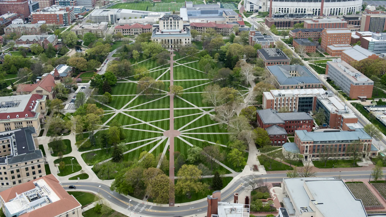 Aerial Shot of OSU Campus - the Oval